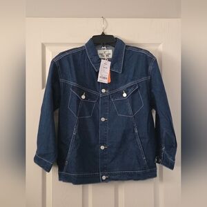 Denim Jacket with White Stitching Sz 14/16